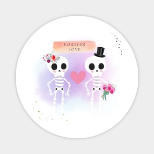 Happy Valentine, Funny Skeleton, Floral Forever Love Magnet